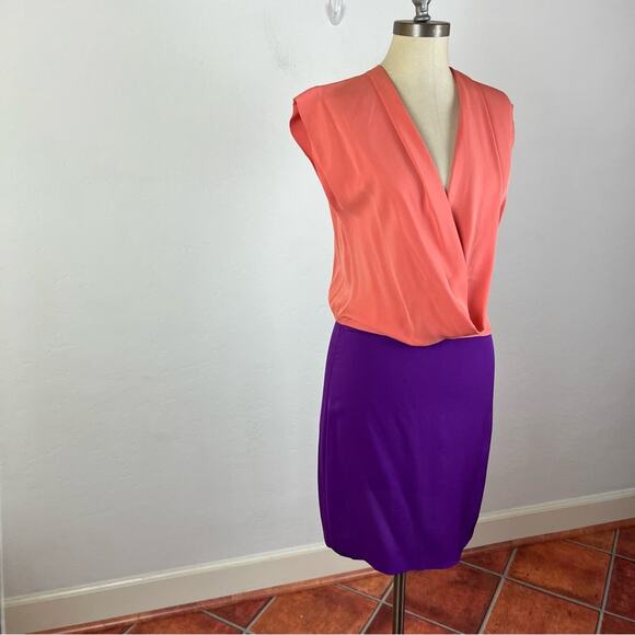 Diane Von Furstenberg Colorblock Silk Dress Size 2 - Picture 2 of 7